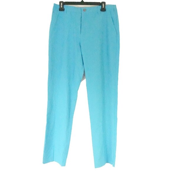 Short Par 4 Mens Blue Golf Pants 34x32 Moisture Wicking 4 pockets Elastic Waist - Picture 1 of 6